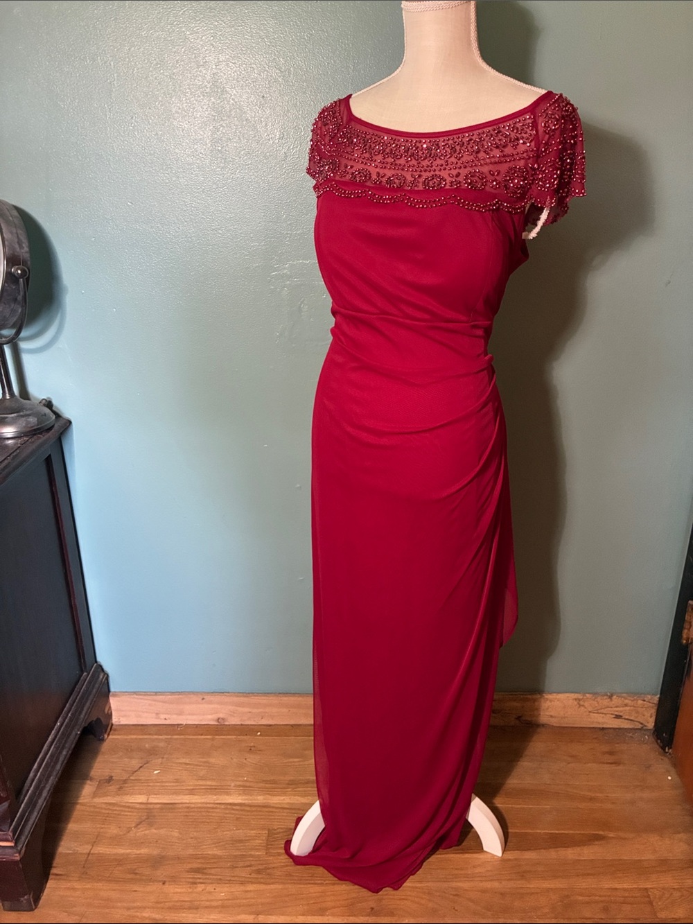 MSK Beaded Scarlet Maxi Dress